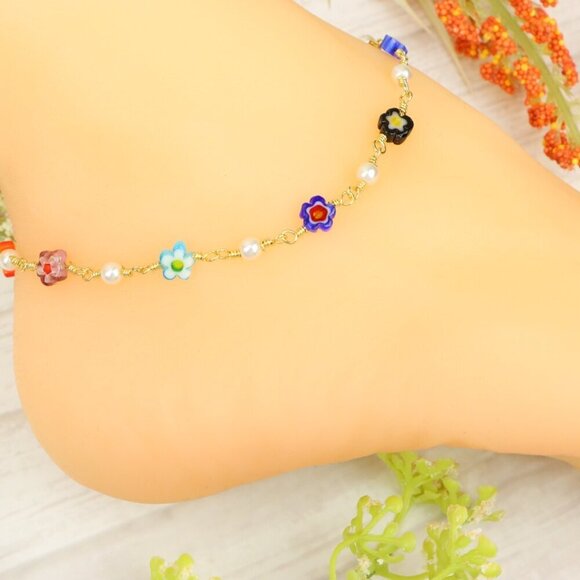 "Handmade Anklet – Elegant & Delicate Jewelry for Women | UNVRC1337 - Picture 7 of 10